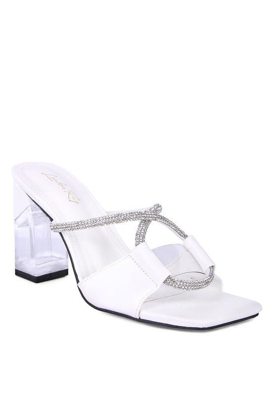 Sparkle Loop Square Toe Mid Heel Sandals-Slay Eclectic