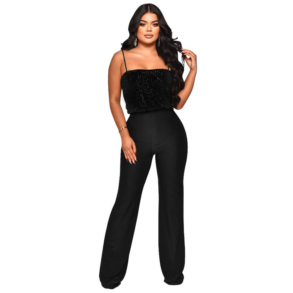 Sparkling Seduction Spaghetti Strap Slim Fit Jumpsuit - Black-Slay Eclectic