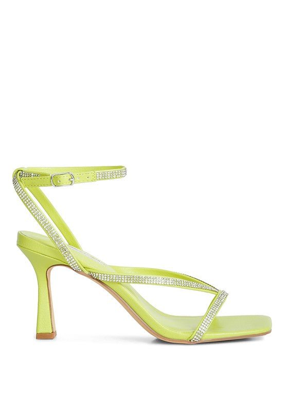 Sparkling Stride Diamante Mid Heel Sandal-Slay Eclectic