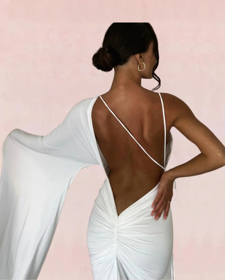 Stardust Backless Bodycon Maxi Dress - White-Slay Eclectic