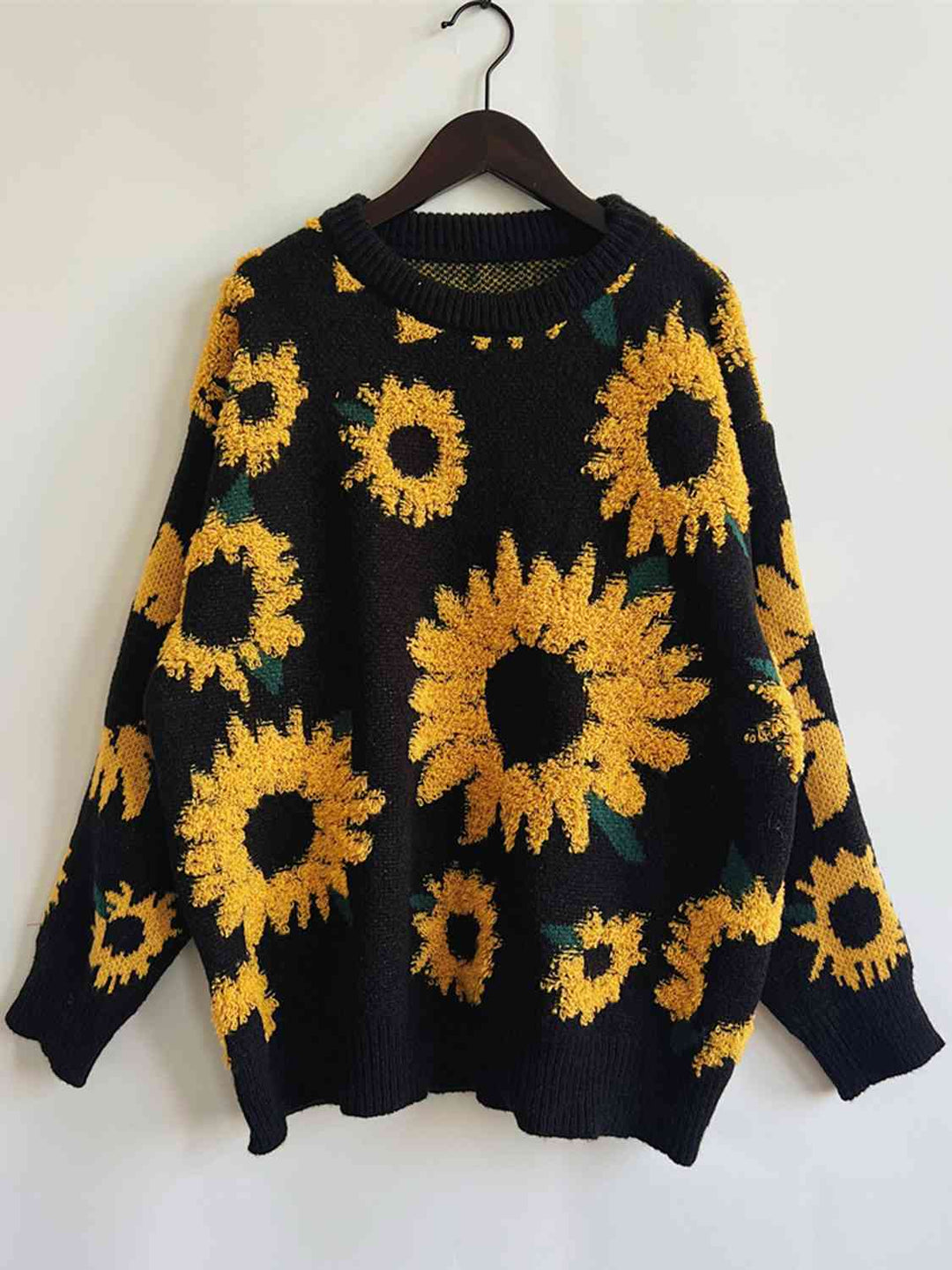 Sunflower Dropped Shoulder Long Sleeve Sweater | Slay Eclectic