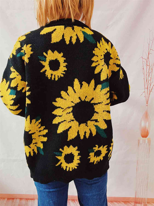 Sunflower Dropped Shoulder Long Sleeve Sweater | Slay Eclectic