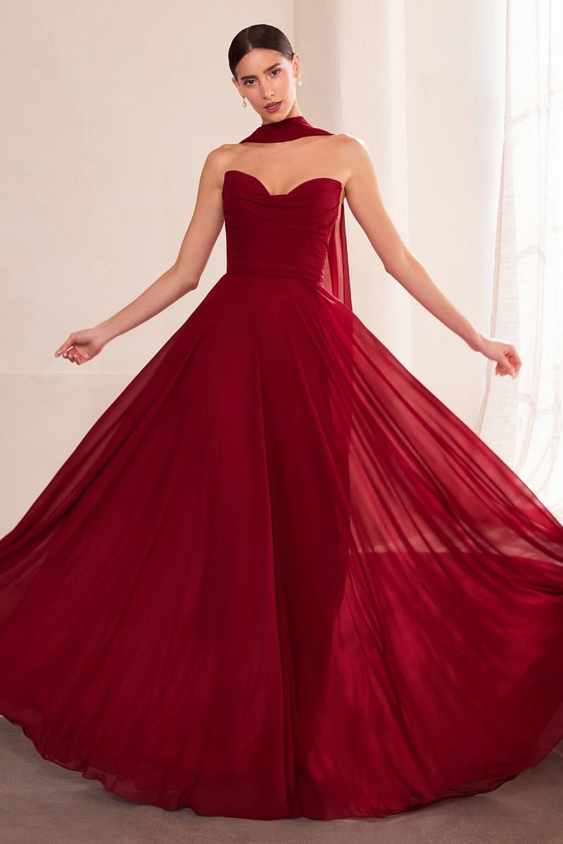 Strapless sweetheart neckline A-line dress-2