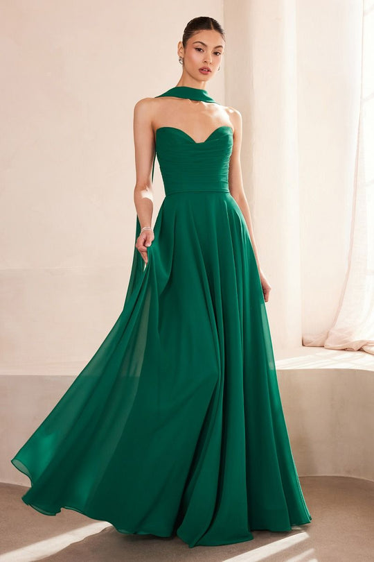 Strapless sweetheart neckline A-line dress-4