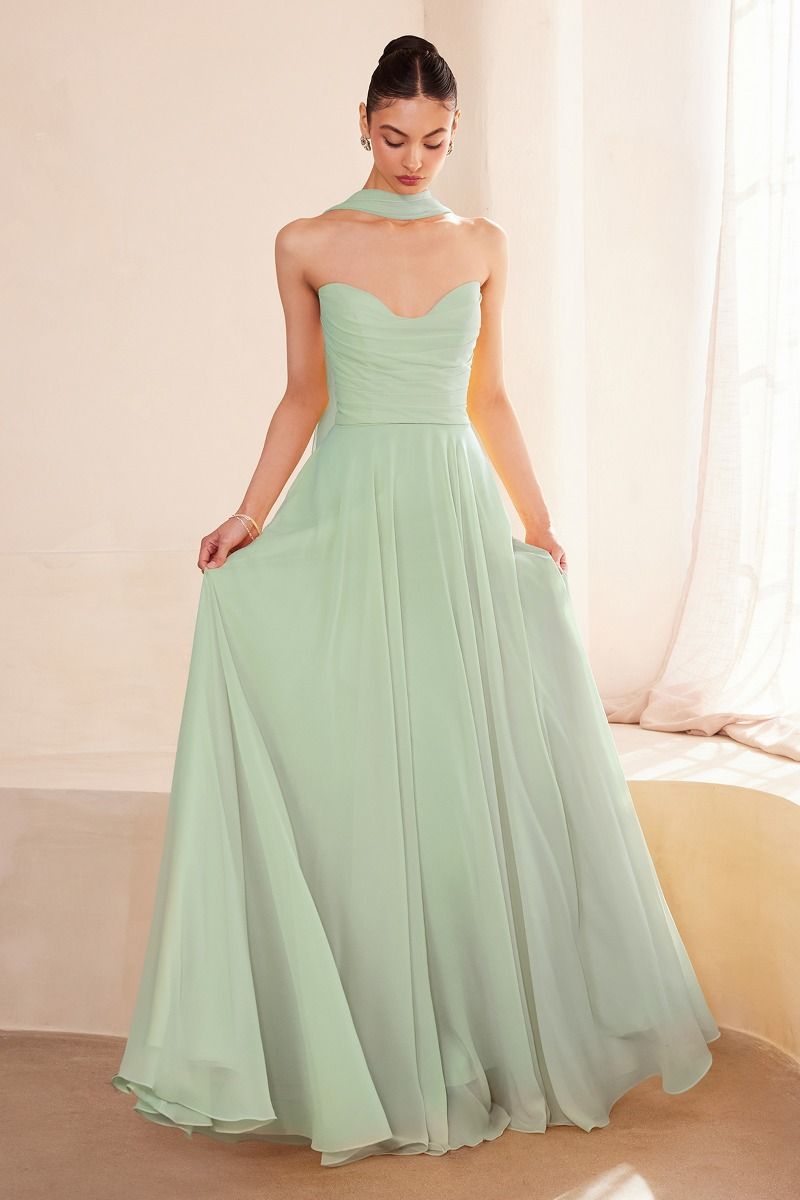 Strapless sweetheart neckline A-line dress-8