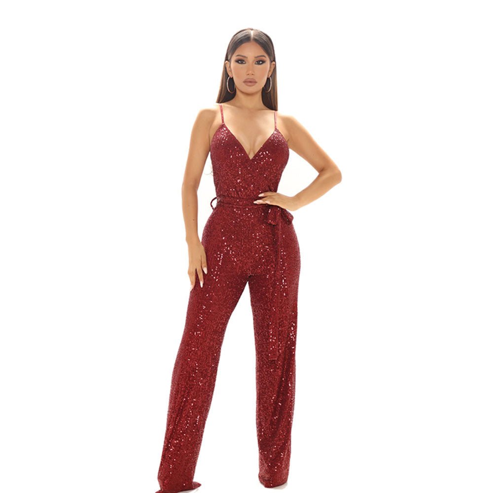 Twilight Temptation Sleeveless Jumpsuit - Red-Slay Eclectic