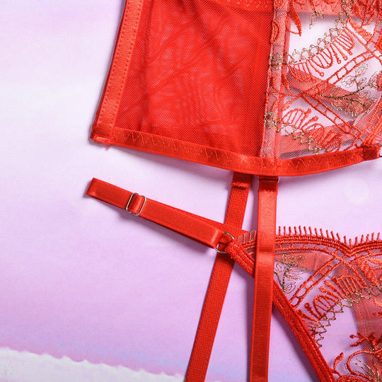 Valentine Day Sexy Lingerie Three Piece Embroidery Stitching Hand Worn Underwear-Slay Eclectic