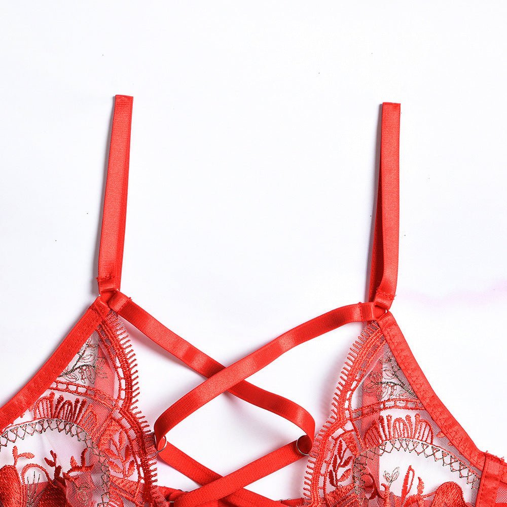 Valentine Day Sexy Lingerie Three Piece Embroidery Stitching Hand Worn Underwear-Slay Eclectic