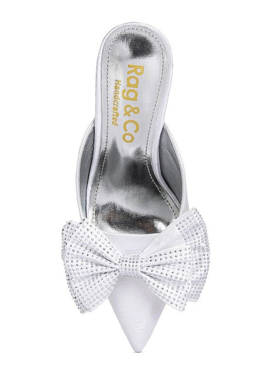 Velvet Allure Stary Bow Black Diamante Mules | Slay Eclectic