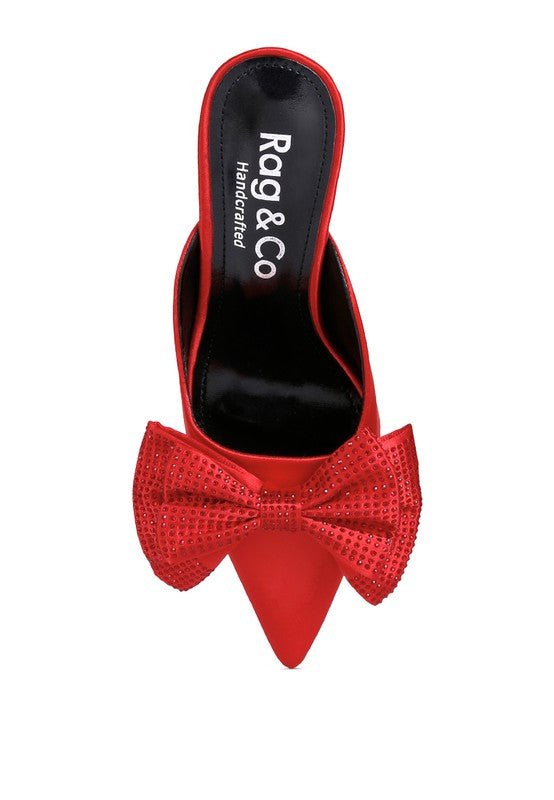 Velvet Allure Stary Bow Black Diamante Mules | Slay Eclectic