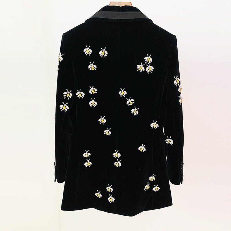 Velvet Glam Rhinestone - Studded Blazer for Autumn & Winter Elegance - Slay Eclectic