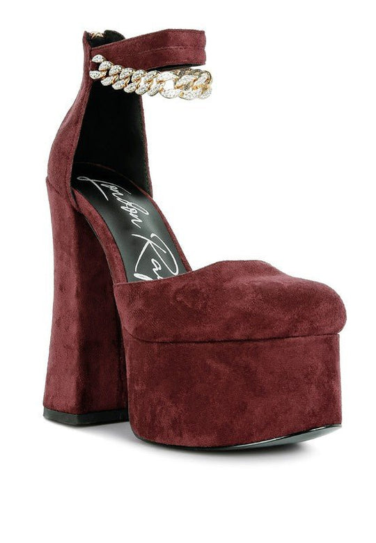 Velvety Luxe Chunky Block Heels Platform Sandals | Slay Eclectic