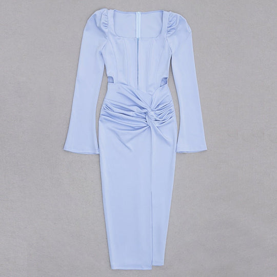 Vintage Echo Bodycon Midi Dress - Blue | Slay Eclectic