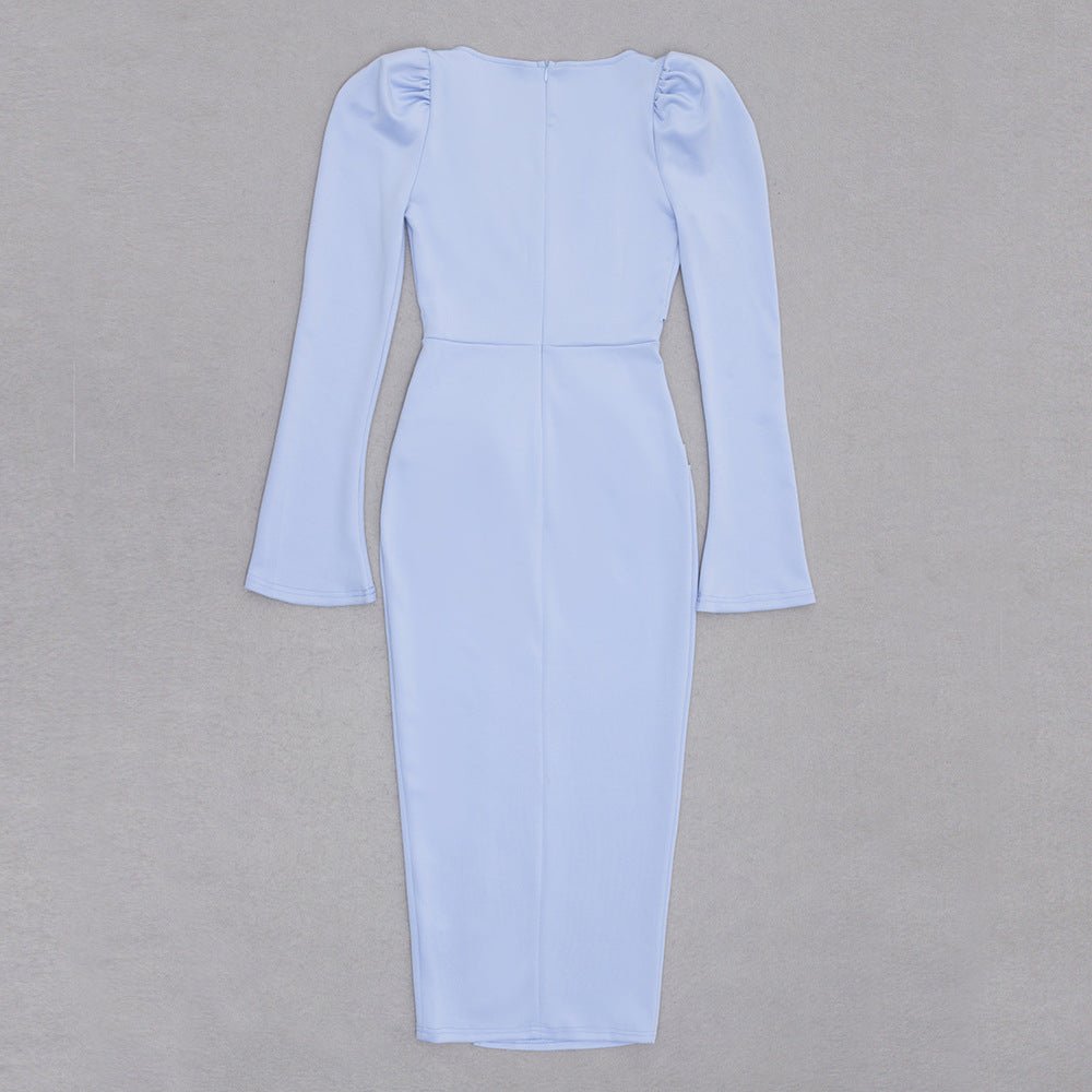 Vintage Echo Bodycon Midi Dress - Blue | Slay Eclectic