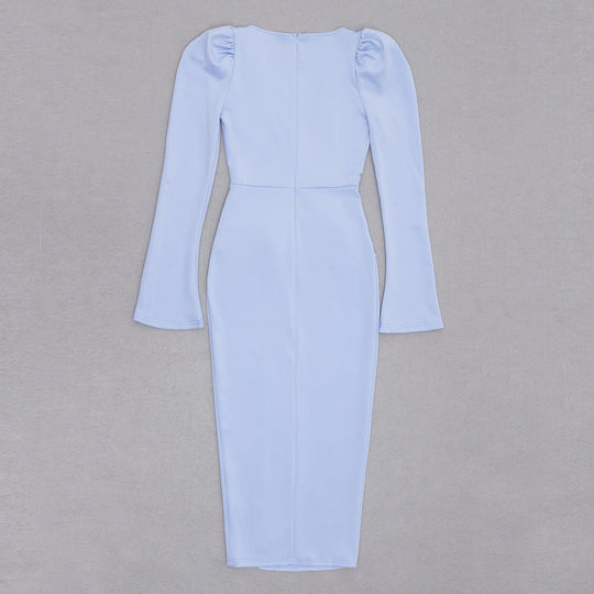 Vintage Echo Bodycon Midi Dress - Blue | Slay Eclectic