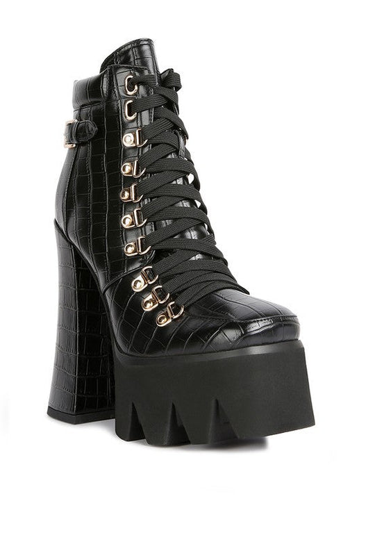 Vogue Vanguard High Block Heel Lace Up Boots | Slay Eclectic