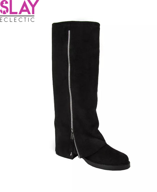 Dark Elegance Suede Leather Biker Boots-Slay Eclectic