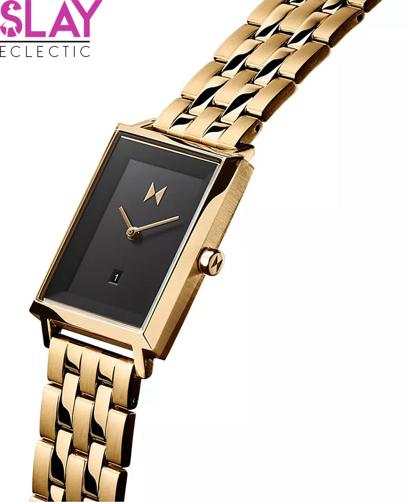 Elegant Black Dial Gold-Tone Stainless Steel Women's Bracelet Watch-Slay Eclectic