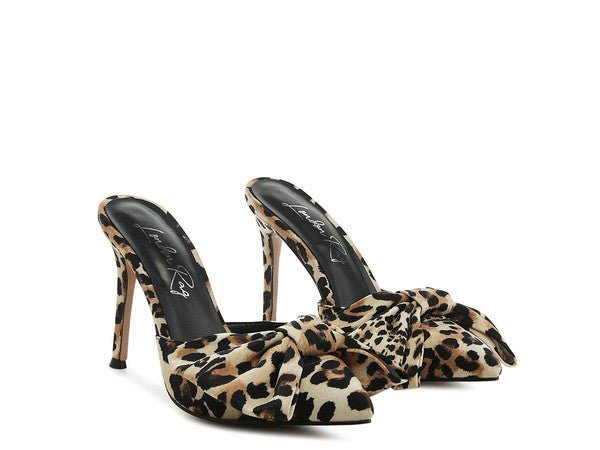 Wild Leopard High Heel Bow Tie Print Mules | Slay Eclectic