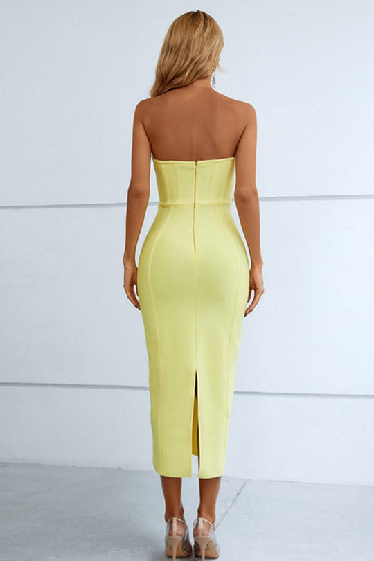 Zenith Sleeveless Bandage Midi Dress - Yellow | Slay Eclectic