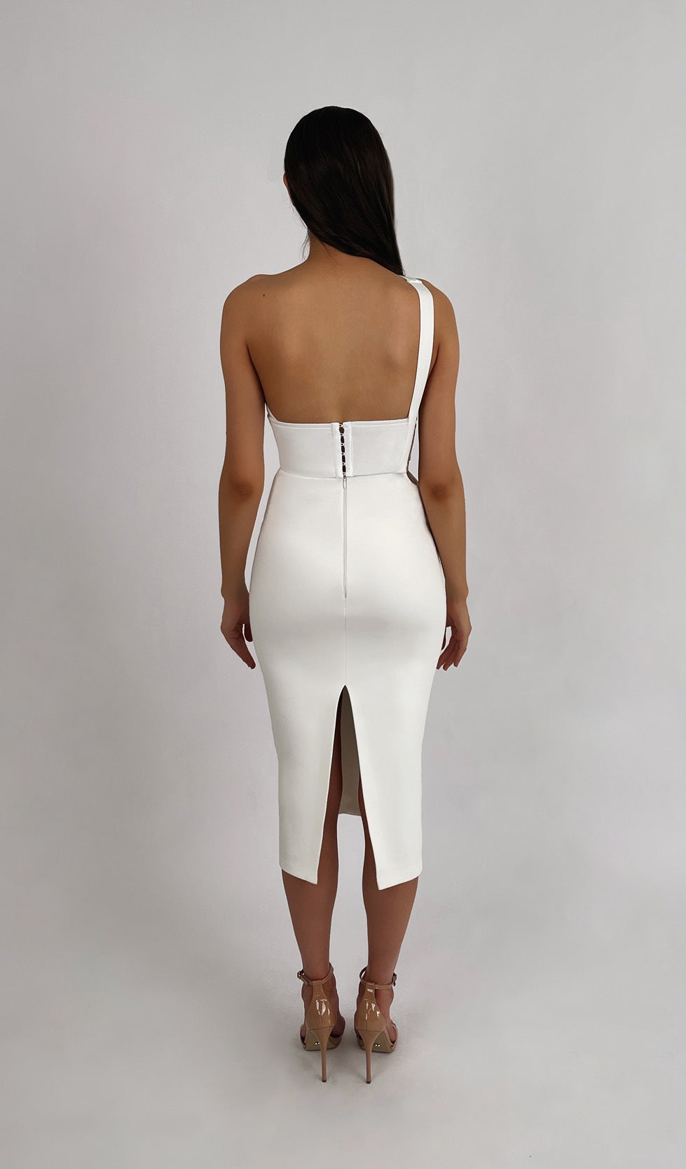 Monochrome Bandage Midi Dress - White