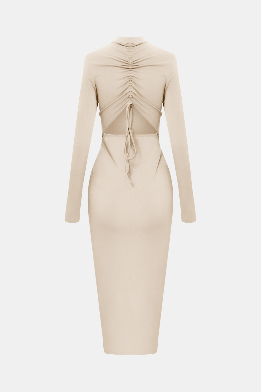 Pursuit Chic Bodycon Midi Dress - Beige