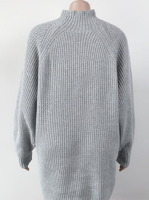 Oversized Beauty Knitted High Neck Sweater Mini Dress-Slay Eclectic