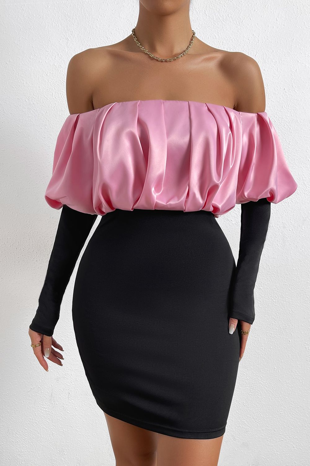 Chiffon Sheath Mini Dress - Pink