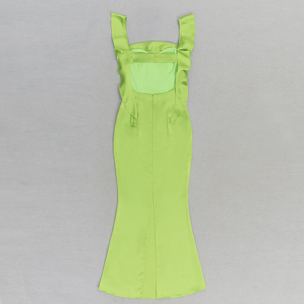 Envy Spaghetti Bandage Maxi Dress - Green