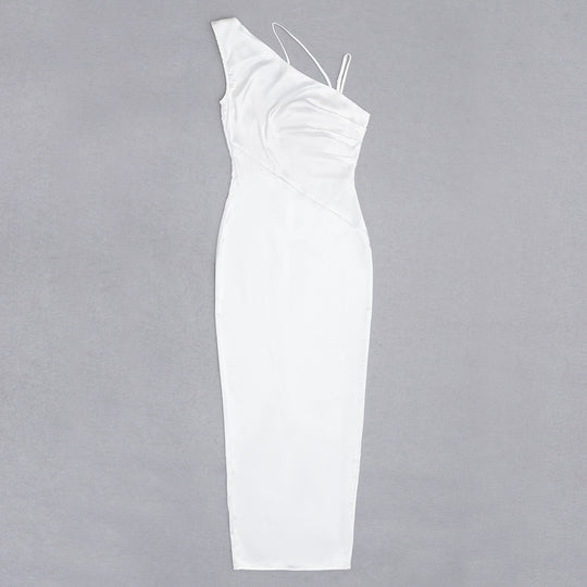 Mist One-Shoulder Bandage Midi Dress - White