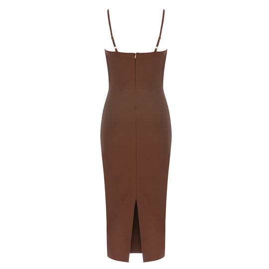 Seductive Bandage Midi Dress - Brown