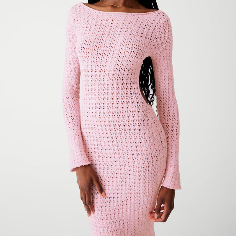 Naked Weft Knitted Long Sleeve Sweater Maxi Dress