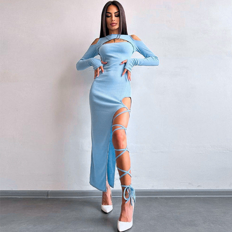 Cutout Bandage Midi Dress - Blue