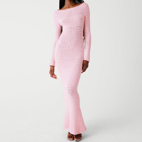 Naked Weft Knitted Long Sleeve Sweater Maxi Dress