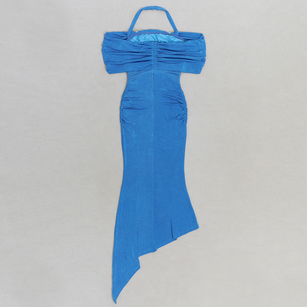 Goddess Bodycon Midi Dress - Blue