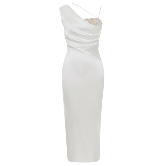 Mist One-Shoulder Bandage Midi Dress - White