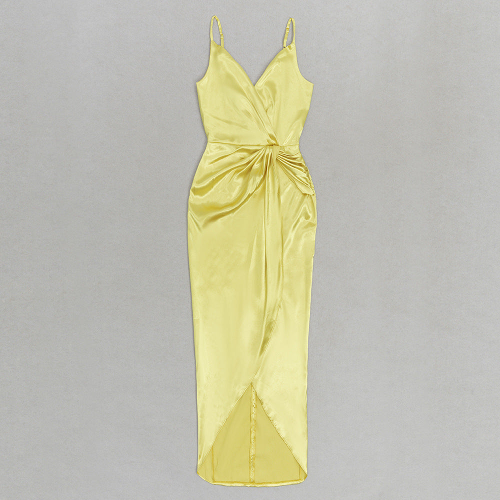 Satin Siren Maxi Dress - Yellow