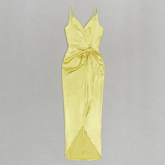 Satin Siren Maxi Dress - Yellow