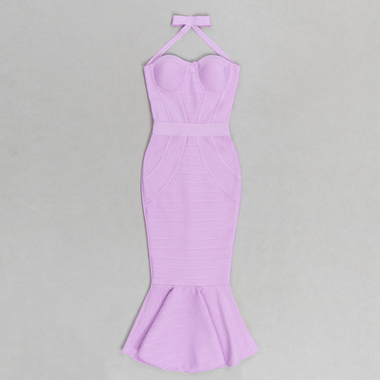 Fishtail Bandage Midi Dress - Pink