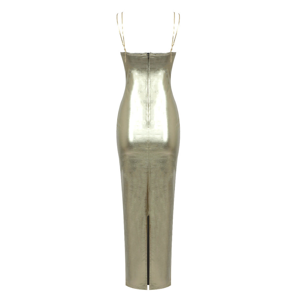 Scintilla Bodycon Maxi Dress - Gold