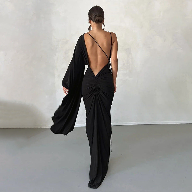 Stardust Backless Bodycon Maxi Dress - Black