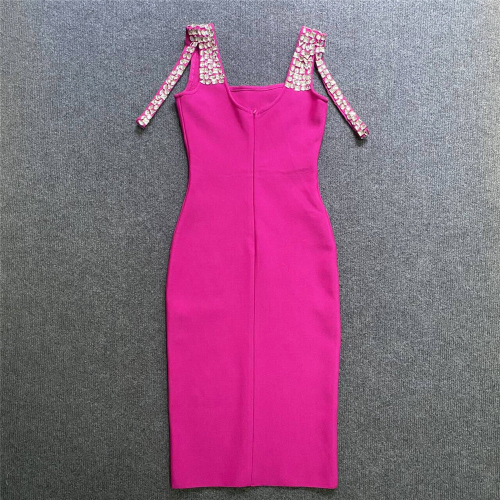 Posh Bandage Midi Dress - Pink