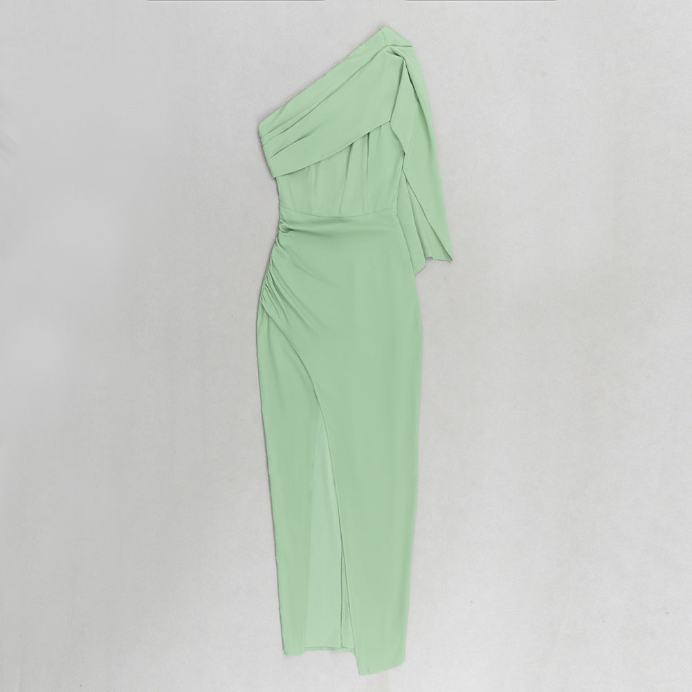 Sage One-Shoulder Bandage Maxi Dress - Green