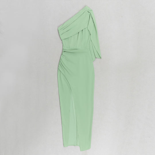 Sage One-Shoulder Bandage Maxi Dress - Green