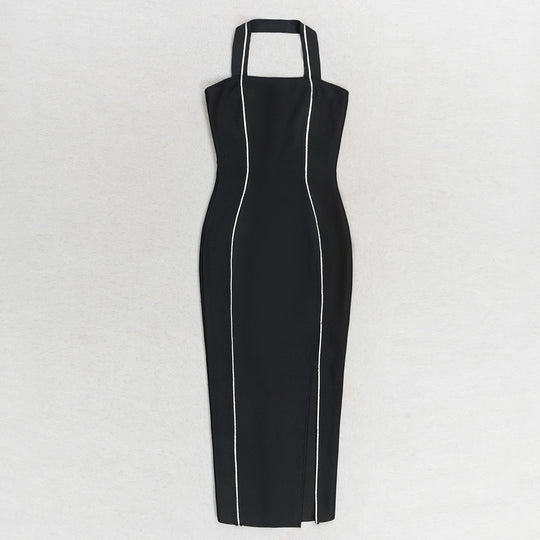 Plum Bodycon Midi Dress - Black