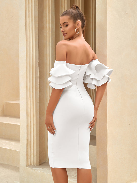 Bridal Whimsy Bandage Midi Dress - White