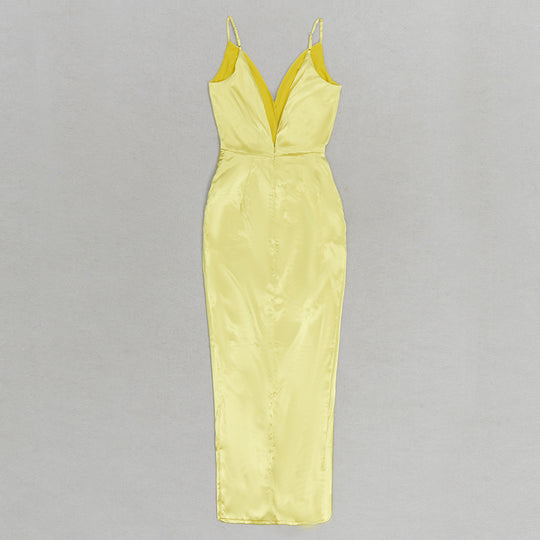 Satin Siren Maxi Dress - Yellow