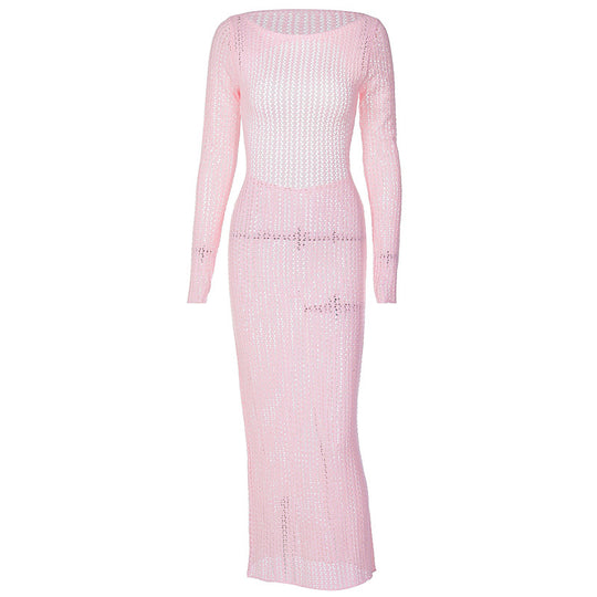 Naked Weft Knitted Long Sleeve Sweater Maxi Dress