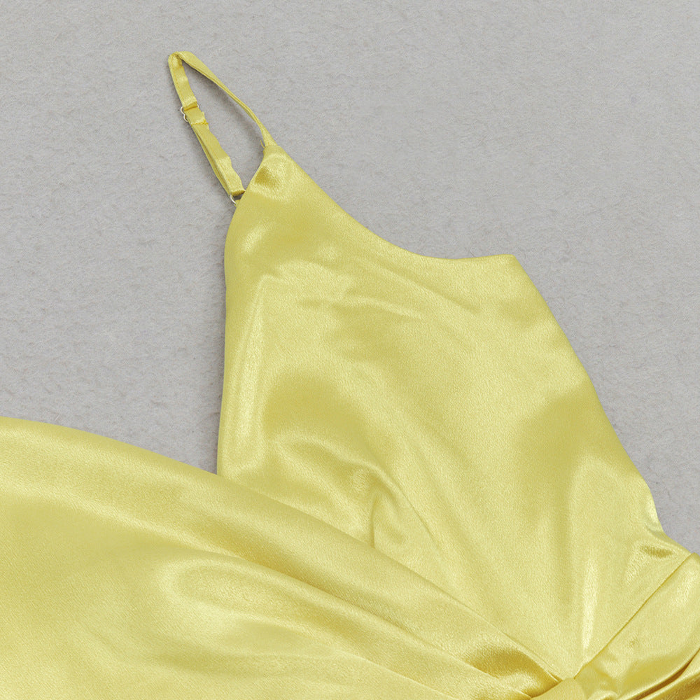 Satin Siren Maxi Dress - Yellow