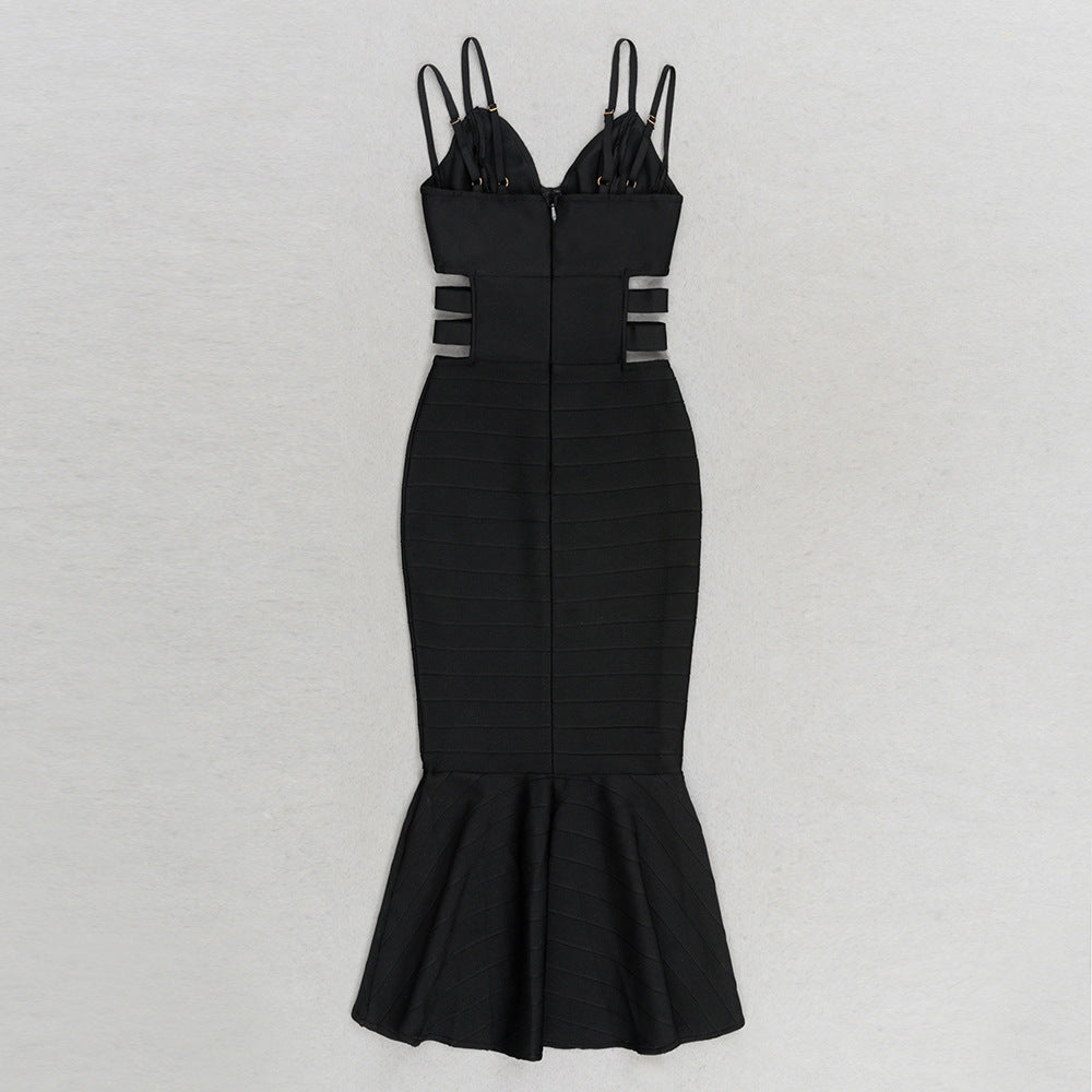 Fern Bandage Midi Dress - Black